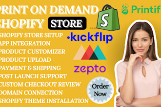 build shopify print on demand store with kickflip printify printful zepto