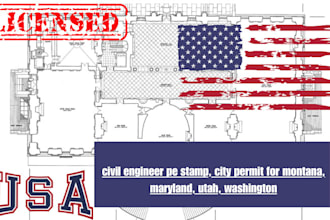 licensed architect pe stamp for city permit in maryland washington montana