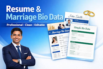 create a professional resume or marriage biodata with a stunning desig