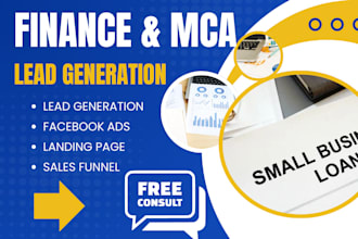generate finance business leads mca leads finance landing page design via fb ads