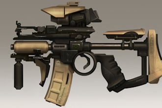 do hard surface model,scifi military vehicle, weapon, game asset for 3d printing