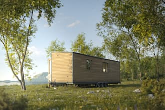 design 3d greenhouse, tree house, tiny small house, resort, hut, cabin 3d render