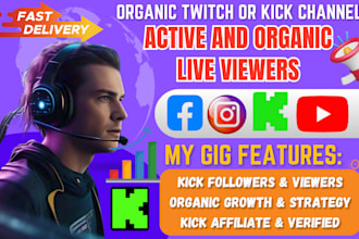 do active and organic live viewers for your twitch or kick channel