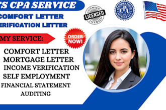 provide CPA, comfort letter self employment income verification