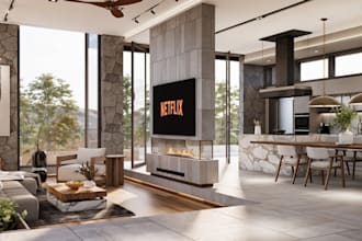 redesign 3d smart home, lounge interior,lobby apartment rendering,hallway stairs