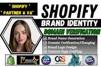 shopify store business name, brand identity, domain verification shopify partner