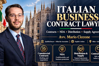 be your italian corporate lawyer or legal counsel for contracts and agreements