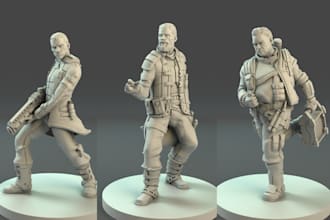 sculpt 3d miniature character model action figures 3d statue stl for 3d printing