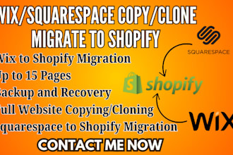 copy clone migrate wix to shopify website squarespace to shopify migration