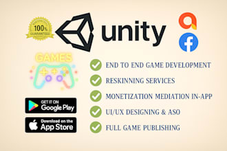 provide unity game development, monetization and multiplayer