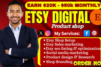 setup etsy store, digital product design, etsy SEO etsy product listings
