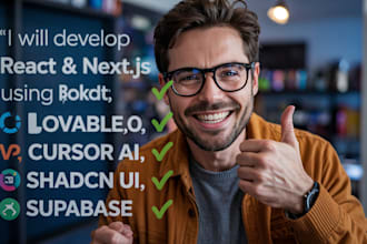 develop react next js using bolt, lovable, v0, cursor ai, shadcn ui, supabase
