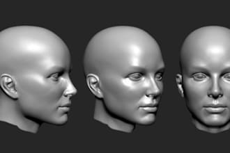 do realistic 3d head model in zbrush 3d face sculpt bust for 3d printing stl