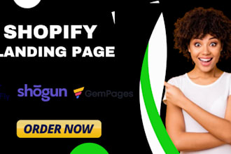 design shopify sales page, product landing page using pagefly, shogun