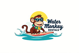 do creative water monkey rental logo for you in just two day