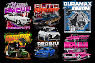 design racing car tshirt or automotive illustration