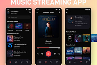 create music app, music streaming, live video app, podcast app, for android, IOS