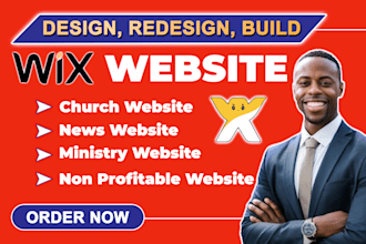 design wix website, news webite, nonprofit website, church website, ministry