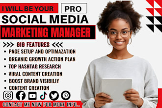 be your social media marketing manager content creator instagram manager tiktok