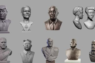 sculpt realistic 3d head, 3d bust, face model, full body model for 3d printing