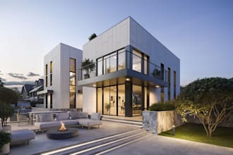 remodel 3d bricks house exterior, front elevation render, vacation home, airbnb