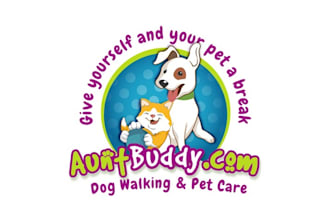 make splendid aunt buddy logo with dog walking and care