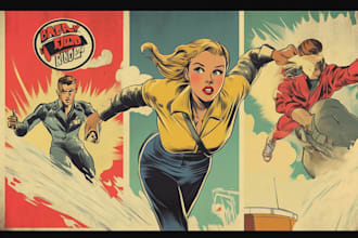 draw a retro vintage comic illustration