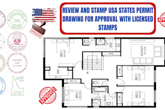 pe stamp and seal your architectural drawings, floor plan city permit in USA