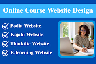 create kajabi website, podia, thinkific website, online course website