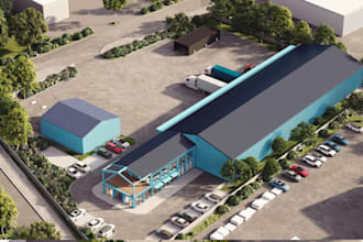 do 3d warehouse industrial design, sport complex, basketball, 3d rendering