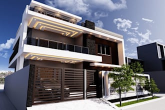 turn village to real estate, modern bungalow,2d site plan, cgi exterior render