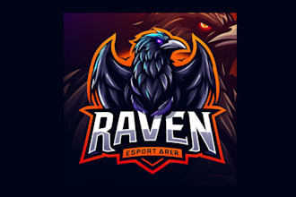 do awesome raven crow mascot logo with fast delivery
