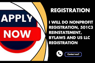 do nonprofit registration, 501c3 reinstatement, bylaws and US llc registration