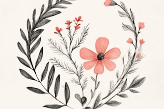 design line art boho feminine hand drawn logo design