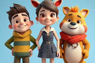 create adorable 3d cartoon character animal or mascot in pixar style animation