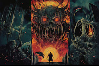 draw detailed dark art illustration metal album cover