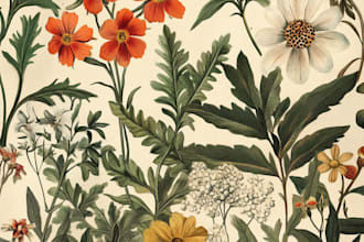 draw botanical illustrations of flowers, plants, fruits