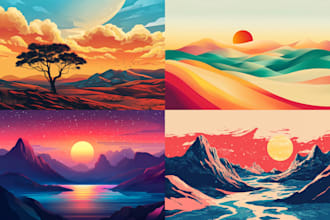 draw a flat vector landscape illustration