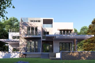 design scandinavian residential,tropical villa, cgi, terrace patio cad,landscape