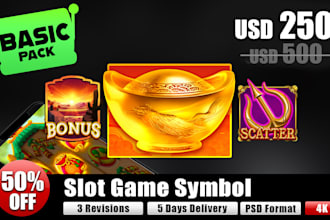 create all of 2d slot game assets with quick delivery