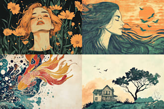 create vintage linocut design