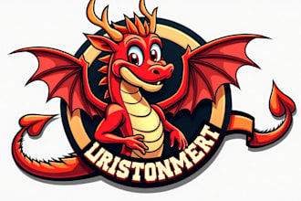 do unique flyer dragon mascot logo 1 day