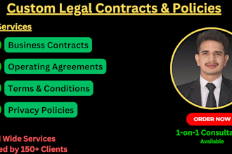 draft legal contracts, agreements, privacy policy, terms and conditions