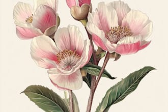 do botanical illustrations of flowers, plants, line art