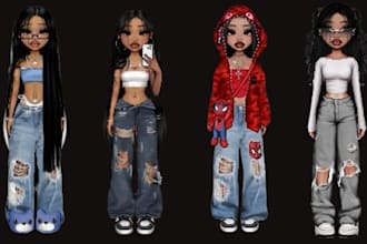draw cartoon character fashion bratz doll digital art avatar albumr pfp mascot