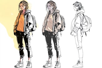 turn hand drawn sketch into colorful vector art illustration