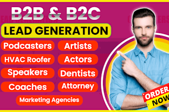 find leads for speakers, podcasters, artists, actors, dentists, attorneys leads