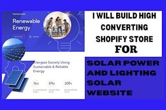 build high converting shopify store for solar power and lighting solar website