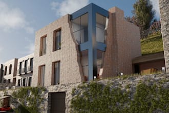remodel 3d private villa, mountain house, open concept exterior,basket ball hall