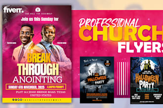 eye catching church flyers, social media, or halloween event flyer